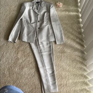 Ann Taylor vintage grey Silver jacket and pant Suit, 4